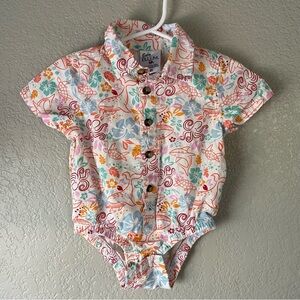 Baby BUM Boys 9M 100% Cotton Ocean Collared Onesie Beach Vacation Sea Flower